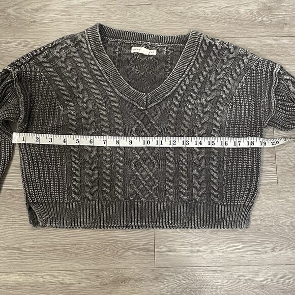 Aeropostale Cable Knit Sweater S Cropped Y2K Faded Gray Casual - Picture 5 of 8